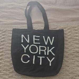 Black 'New York City' Canvas Tote Bag